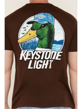 🦆KEYSTONE LIGHT-  Duck Short Sleeve Graphic Tee - Brown